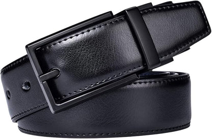 beltox fine Men's Dress Belt Leather Reversible 1.25" Wide Rotated Buckle Gift Box