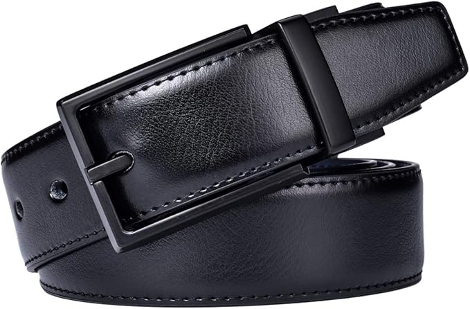 beltox fine Men's Dress Belt Leather Reversible 1.25" Wide Rotated Buckle Gift Box