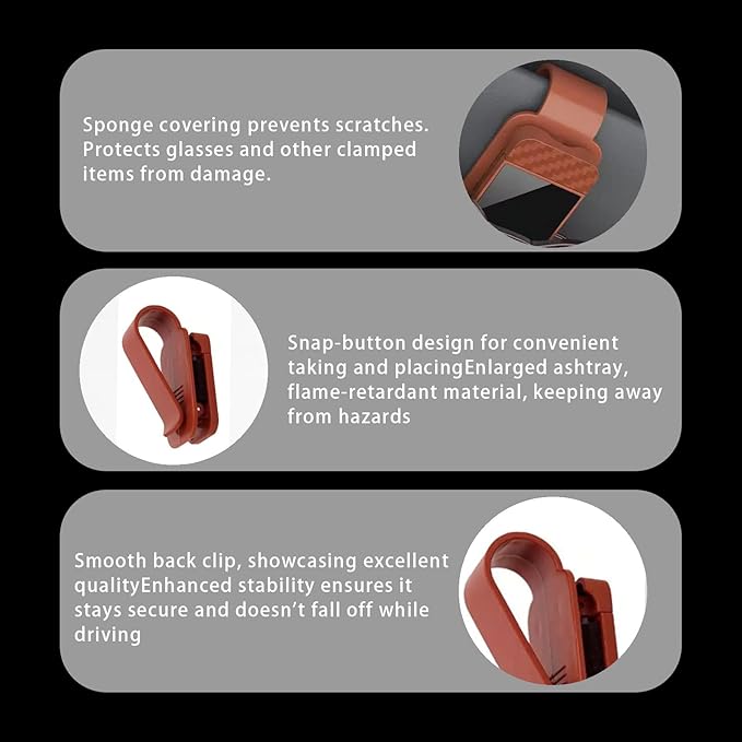 Car Visor Organizer, ABS Sunglasses Holder Clip with Document & Card Pockets, Multi-Pocket Sun Visor Storage for Truck SUV Van (Brown)