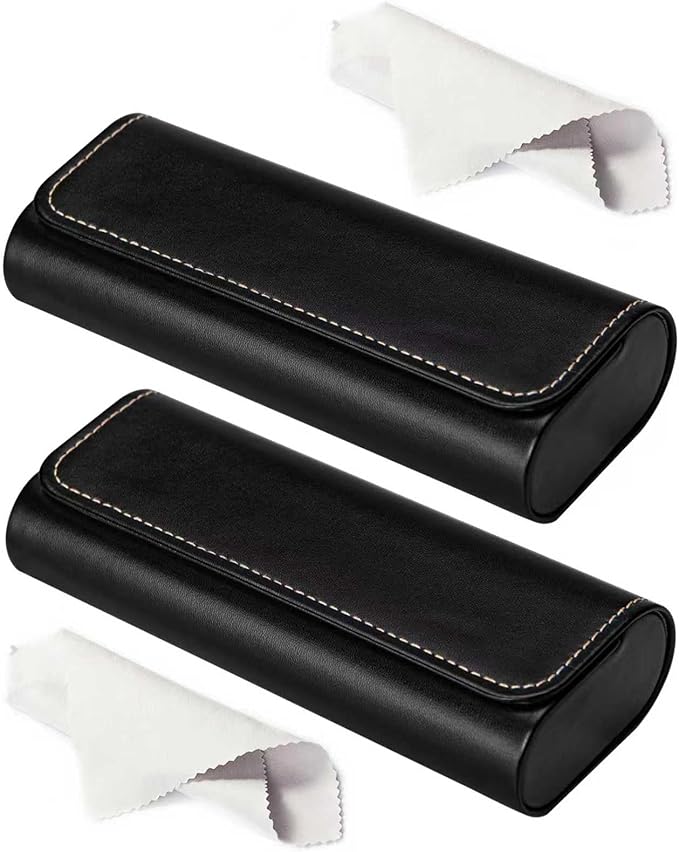RayLove Glasses Case Hard Shell, Travel Sunglasses Case, Leather Hard Eyeglass Case for Women, Reading Glasses Case for Men