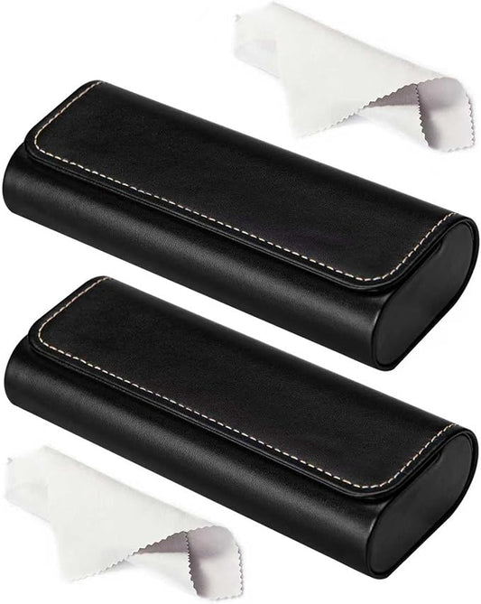 RayLove Glasses Case Hard Shell, Travel Sunglasses Case, Leather Hard Eyeglass Case for Women, Reading Glasses Case for Men