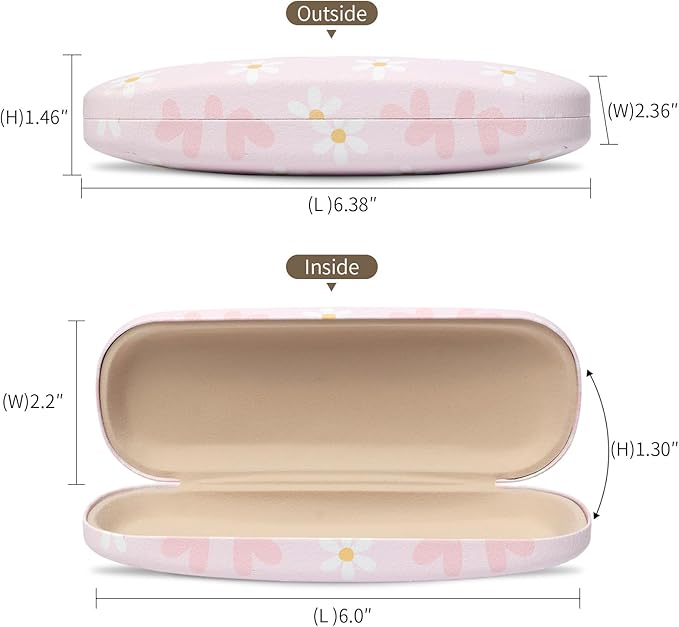 Glasses Case Hard Shell, Leather Protective Case for Sunglasses with Cleaning Cloth, Cute Eyeglass Cases for Women