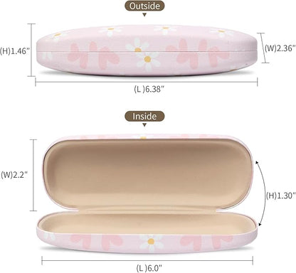 Glasses Case Hard Shell, Leather Protective Case for Sunglasses with Cleaning Cloth, Cute Eyeglass Cases for Women