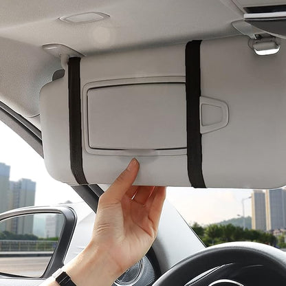 Black Leather Car Sun Visor Organizer, Sunglasses Holder for Car Sun Visor, Auto Visor Storage Document Holder with Multi Pocket