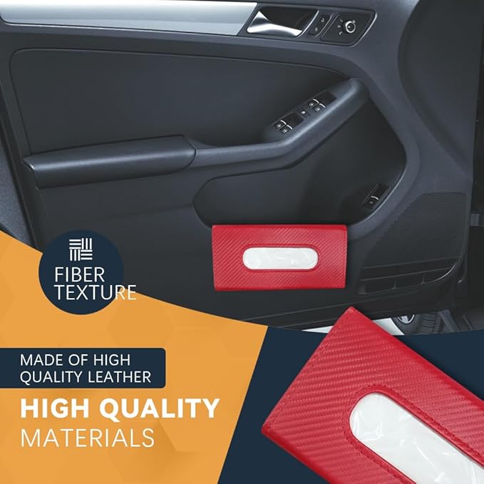 ASUBHA Car Tissue Holder, Sun Visor Organizer, Rectangular Sun Visor Napkin, Visor Accessories Car Napkin Holder Universal for Cars, SUVs, Trucks (red)