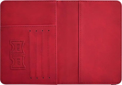 Passport Holder, Passport Cover with Credit Card Slot and Boarding Pass Slot Combo, Passport Wallet Case Book Travel Must Have, RFID Blocking Leather Travel Accessories, Red
