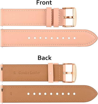 Vancle Quick Release Genuine Leather Watch Band 20mm 22mm Watch Strap, Top Grain Leather Watch bands for Men Women