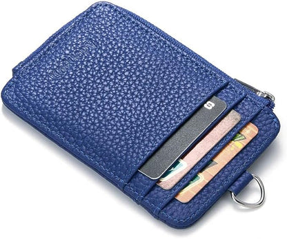 Badge Holder – Genuine Leather ID Badge Holder with Zipper Pocket and Nylon Lanyard – Perfect for Badges, Cards, and More