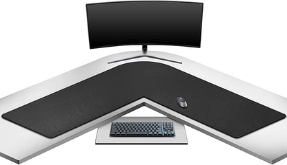 Mydours 53"x53"x16" L Shaped Office Mat, Full Desk Mouse Pad for Large L Shaped Gaming Desk Cover, Dual-Sided PU Leather Pad, Corner Mat for Home & Executive Office Desks, Black