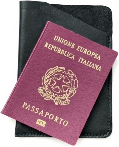 100% Leather Passport Case Premiun Travel Passaport Cover ande Slim Wallet Holder (BLACK)