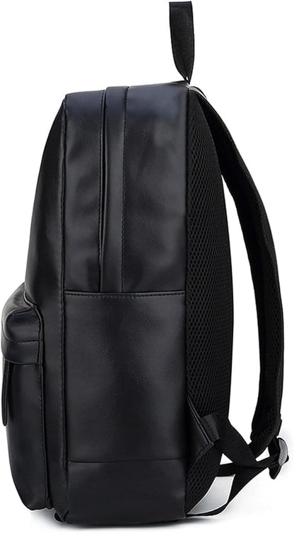 Vintage Leather Backpack for Men 16" Laptop Bag for work Casual Daypack Business Travel Rucksack Waterproof (Black)