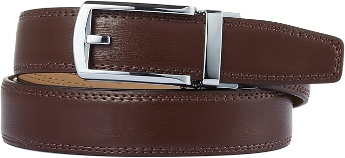 Tonywell Mens Leather Ratchet Belts with Click Buckle Perfect Fit Dress Belt 30mm Wide