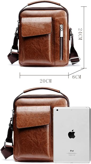 Messenger Bag for Men Crossbody Shoulder Purse Small Vintage PU Leather Satchel Pouch Side Crossover Handbag