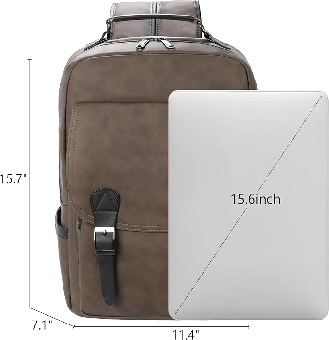 GOWIN Laptop Backpack for Men Work Travel Backpack with USB Charger Waterproof Business Backpack Fit 15.6 Computer Airline Approved Casual Backpack (Brown)