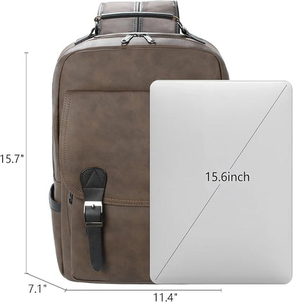 GOWIN Laptop Backpack for Men Work Travel Backpack with USB Charger Waterproof Business Backpack Fit 15.6 Computer Airline Approved Casual Backpack (Brown)