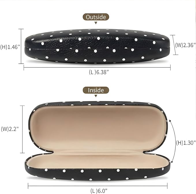 Glasses Case Hard, Cute Sunglasses Case for Women Leather Protective Case for Eyeglass with Cleaning Cloth