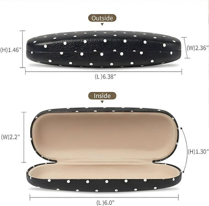 Glasses Case Hard, Cute Sunglasses Case for Women Leather Protective Case for Eyeglass with Cleaning Cloth