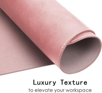 Leather Desk Mat, 23.6"x13.8" Non-Slip PU Leather Desk Pad, Thick Desk Blotter with Stitched Edge, Retro Large Mouse Pad, Laptop Pad for Office & Home Use (Pink)