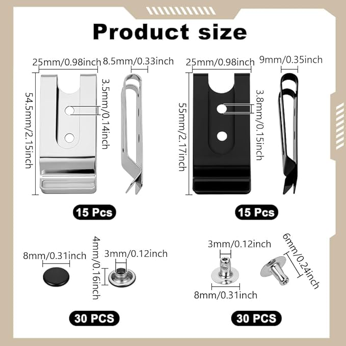 NBEADS Metal Belt Clip, Sheath Clip for Wallets Pouches Bag Leather Crafts DIY