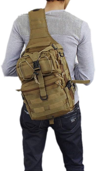 Hebetag Leather Sling Bag Crossbody Backpack for Men Women Travel Outdoor Camping