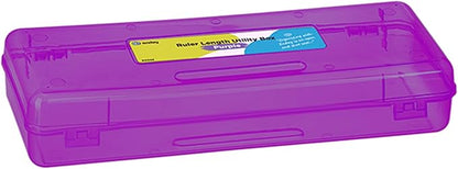 Enday Pencil Box Purple, Storage Organizer Utility Box, Multipurpose Long Ruler Length School Office Supplies Plastic Pencil Case for Kids & Adults Available in Red, Pink, Grey, Green, Blue, 1PK