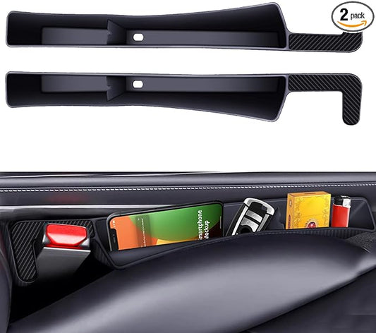 2PCS Car Seat Gap Filler, Vehicle Seat Organizer for Avoiding Dropped Items, Fill The Gap Between Seat and Console, No Drop Seats Guard for Coins Wallets Keys, Universal Car Accessories (Black)