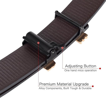Aurolran Men&Womens Leather Dress Belt Business Automatic Buckle Belt Color-Black Silver Gold