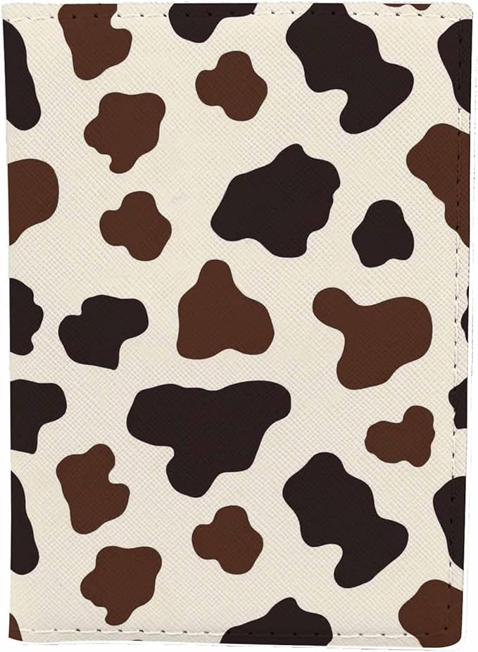 Cow Pattern Passport Holder for Travel Wildlife Fur Skin PU Leather Passport Cover Wallet Cute Passport Card Holder for Women and Men