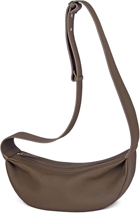 DONNAIN Genuine Leather Sling Bags Crossbody Women, Minimalist Style Casual Chest Bags with Wide Strap