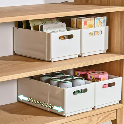 2 Pack Expandable Plastic Storage Boxes, Multi-Purpose Folding Organizer, Drawer Storage Divider For Bedroom, Kitchen And Snack Storage (XL)