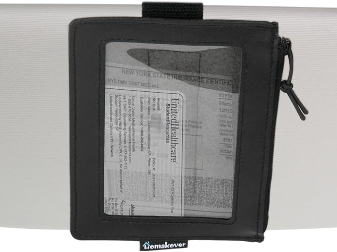 Registration & Insurance Card Document Holder for Visor, Carrying Case for High Road Registration and Insurance Pocket, Adjustable Visor Bag Drivers License Holder, Fit Most Car, SUV and Truck (Black)