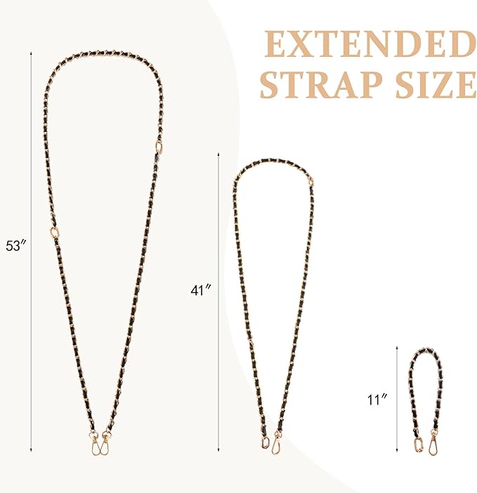 Clip and Go Phone Strap Chain Crossbody Trendy Hands-Free Cross Body Cell Phone Lanyard for Women, Fashion Accessories Neck Chain for iPhone and Smartphone, Black Gold