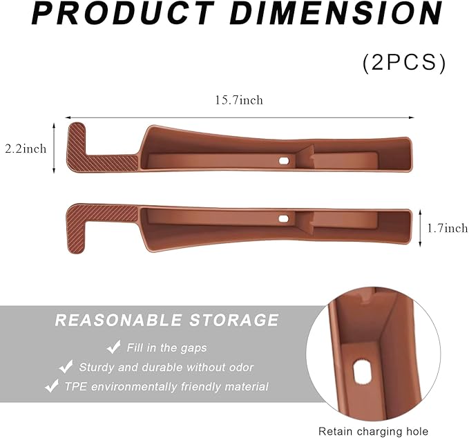2PCS Car Seat Gap Filler Organizer, Multifunctional Seat Side Gap Filler with Phone Holder, Auto Crevice Blocker Between Seats for Prevent Essential Items from Falling (Brown)
