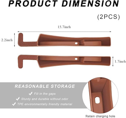 2PCS Car Seat Gap Filler Organizer, Multifunctional Seat Side Gap Filler with Phone Holder, Auto Crevice Blocker Between Seats for Prevent Essential Items from Falling (Brown)