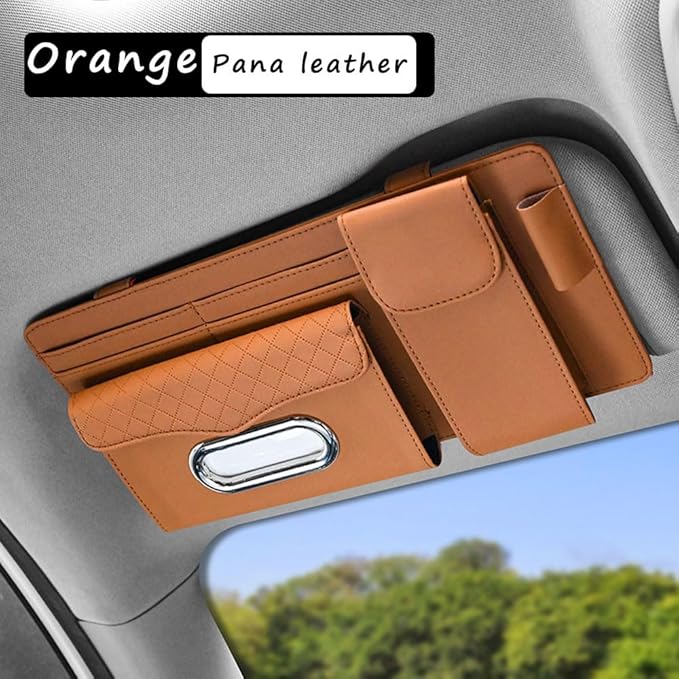 Car Sun Visor Organizer for Lexus LC 2017–2025 2026 Z100,Multi-Pocket Auto Visor Storage Pouch with Tissue Holder,Eyeglass Case,Card Slots & Pen Holder,Sun Visor Organizer
