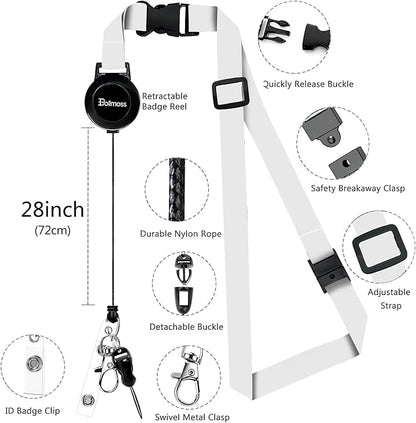 bolimoss PU Leather ID Badge Holder with Adjustable Retractable Lanyards Safety Quick Release Buckle, ID Name Badge Card Holder for Work School IDs, Cruise Ship Cards, Pass Cards
