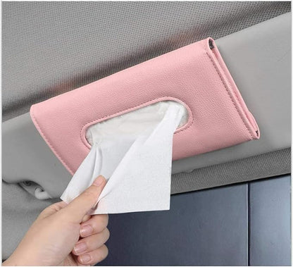 Car Tissue Holder, Sun Visor Napkin Holder, Backseat Napkin Case, Premium Tissues Box, Vehicle Interior Accessories Universal for Car SUV Pickup Truck (Pink)