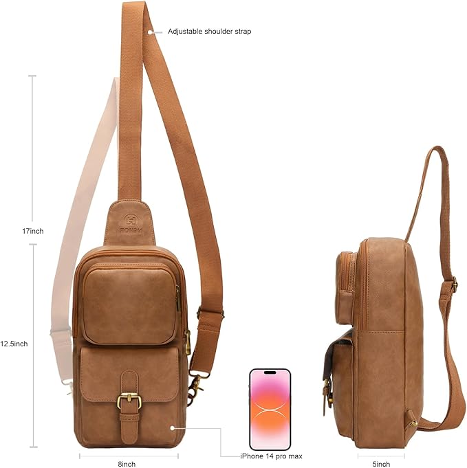 Sling Bag for Men Women Pu Leather Crossbody Bag Waterproof Funny Waist Pack Vintage Shoulder Bags