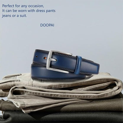 DOOPAI Mens Dress Belt - Genuine Leather Dress Belts For Men,Casual Suit Jeans Belt-Single Prong Buckle black belt