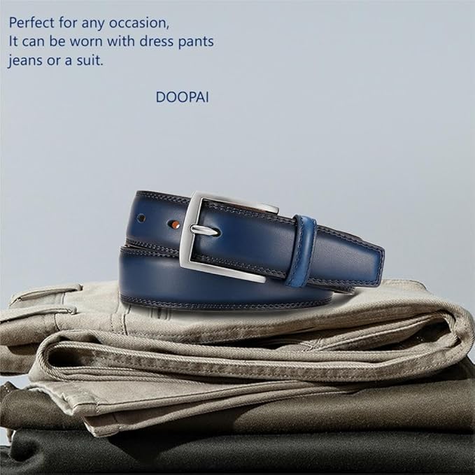 DOOPAI Mens Dress Belt - Genuine Leather Dress Belts For Men,Casual Suit Jeans Belt-Single Prong Buckle black belt