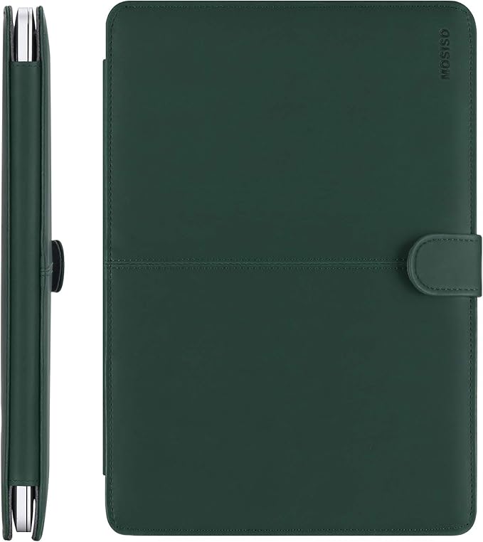 MOSISO Case Compatible with MacBook Air 13.6 inch M4 M3 M2 2025-2022 /Air 13 M1 2022-2018 /Pro 13 inch M2 M1 2025-2016, PU Leather Portfolio Protective Stand Cover, Deep Teal
