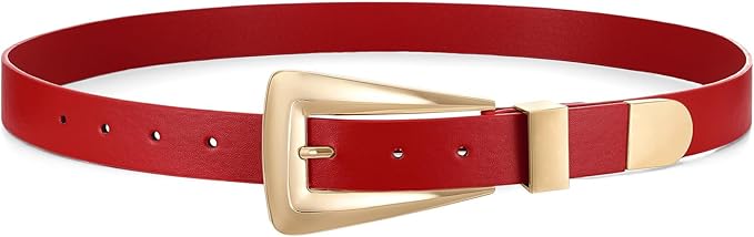 Women's Leather Belts for Jeans Pants Fashion Leather Waist Belt Ladies Dress Belts with Gold/Silver Buckle