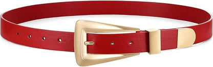 Women's Leather Belts for Jeans Pants Fashion Leather Waist Belt Ladies Dress Belts with Gold/Silver Buckle