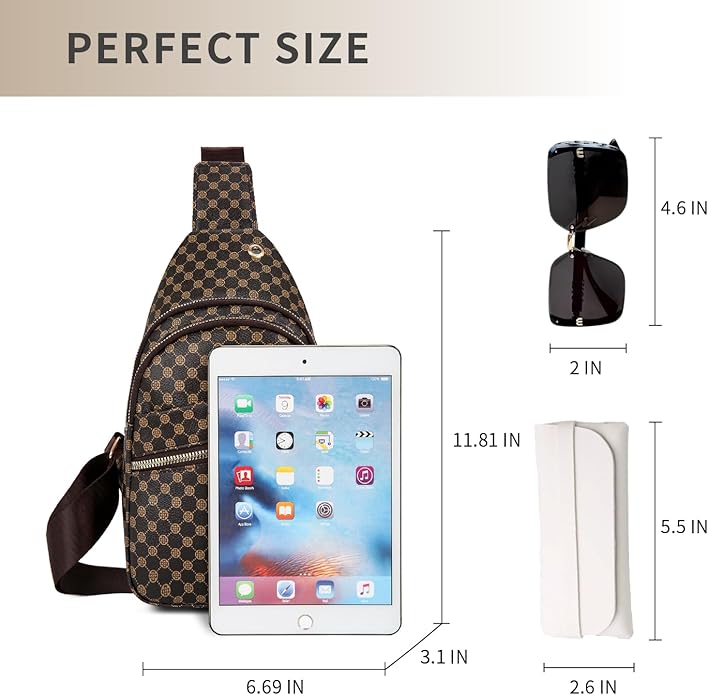 Sling Bag Set, PU Leather Sling Bag, Multi-Zipper Design for Travel, Outdoors, Valentine’s Day Gifts