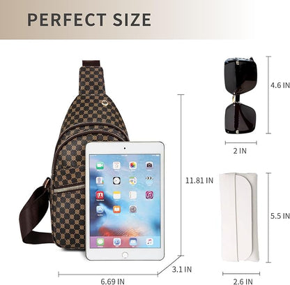 Sling Bag Set, PU Leather Sling Bag, Multi-Zipper Design for Travel, Outdoors, Valentine’s Day Gifts