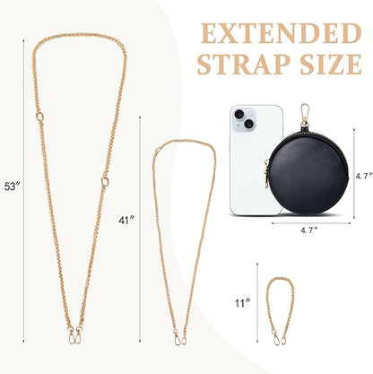 Clip and Go Phone Strap Crossbody with RFID Leather Wallet, Trendy Hands-Free Crossbody Cell Phone Lanyard Chain with Coin Purse for Women, Neck Chain for iPhone and Smartphone, Gold