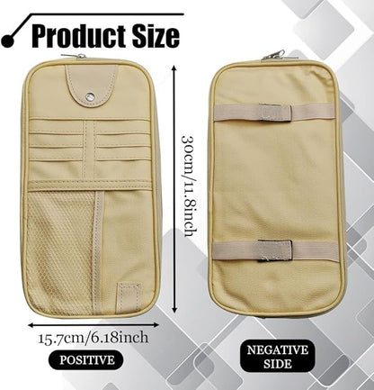 Car Sun Visor Organizer, Auto Accessories Sunglass Holder for Car, Multi-functional Sun Organizer Storage Bag, General Motors Interior Parts Storage Bags are Fit for Cars, SUVs, Trucks (Beige)