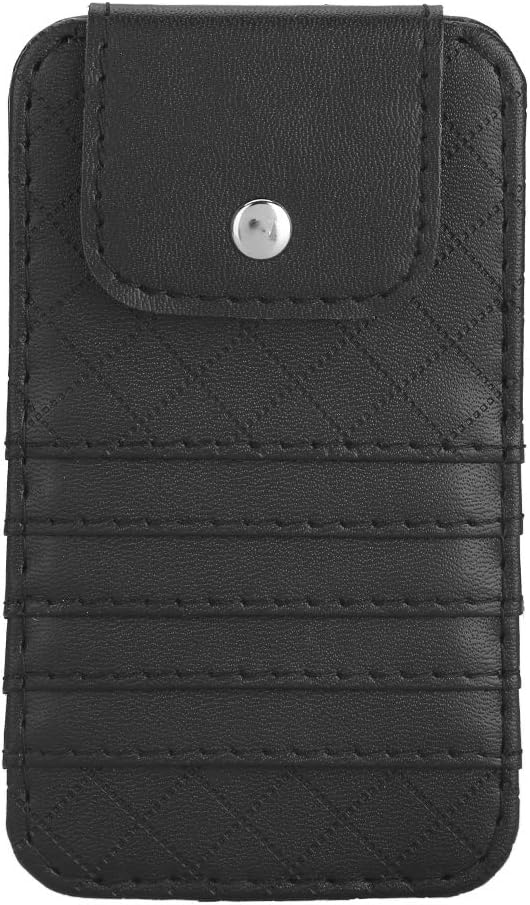 Restokki Car Visor Organizer Sun Holder Storage Pouch Card Bill Bag for Car Truck Universal Size Black Leather