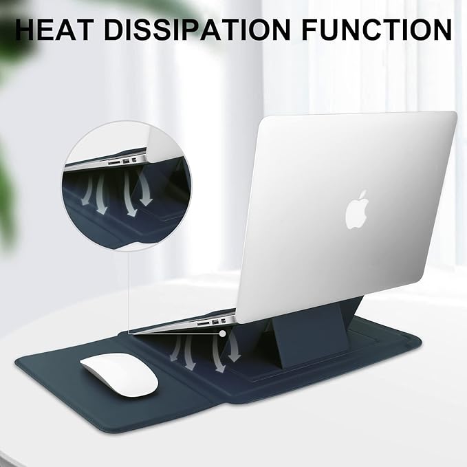 HoYiXi 15 16 Inch Laptop Sleeve Case Leather Bag for MacBook Pro 16 2021 & 2019/ASUS Vivobook 15/Huawei MateBook D15/HP 15.6" PC/MacBook Pro 15/Surface Laptop 3/Dell Inspiron 15/IdeaPad, Navy