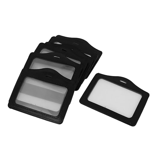 uxcell Faux Leather Horizontal Name Tag Employee ID Work Badge Card Holder 10pcs (Pack of 10)